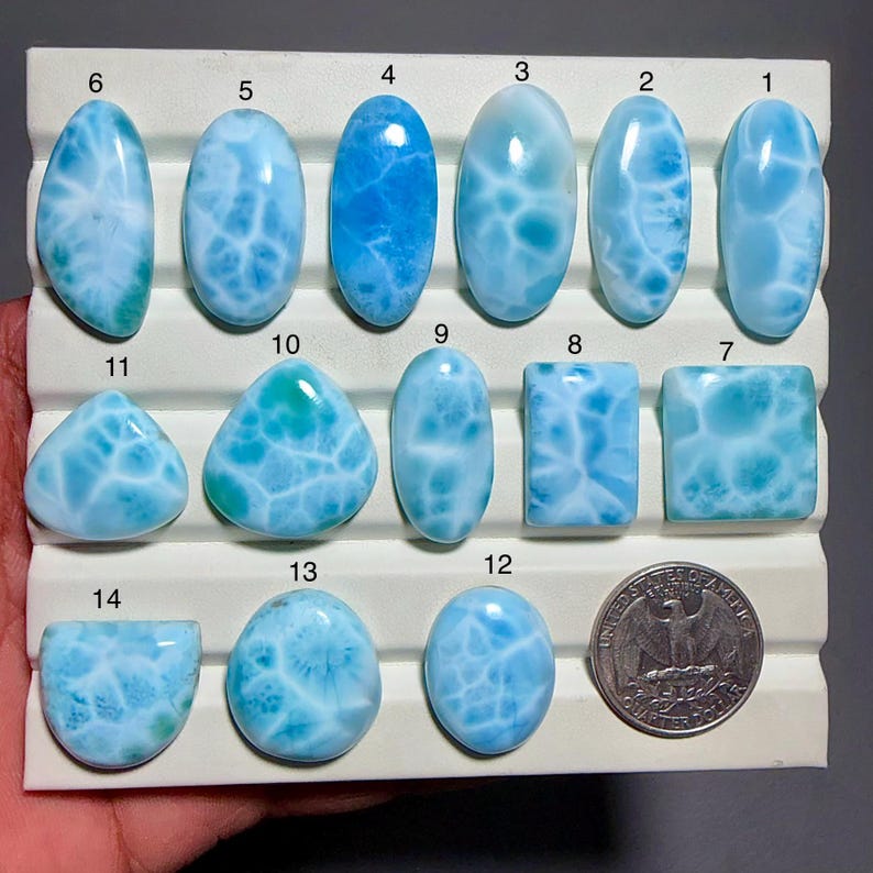 AAA Larimar Cabochon, Natural Loose Gemstone Loose Larimar for Making ...