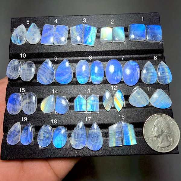 100% Natural Rainbow Moonstone pair (2 To 3 MM Thin) cabochon,Good Quality ,AAA Rainbow Moonstone pair Jewelry Making,Polished Smooth