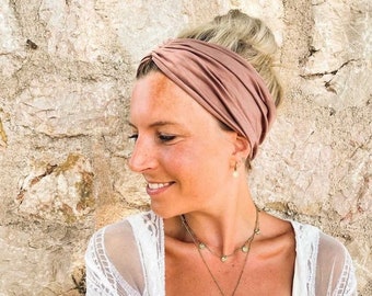 Hairband headband in old pink is cuddly, soft, thin, gentle on skin and hair and gently covers hair loss hairline