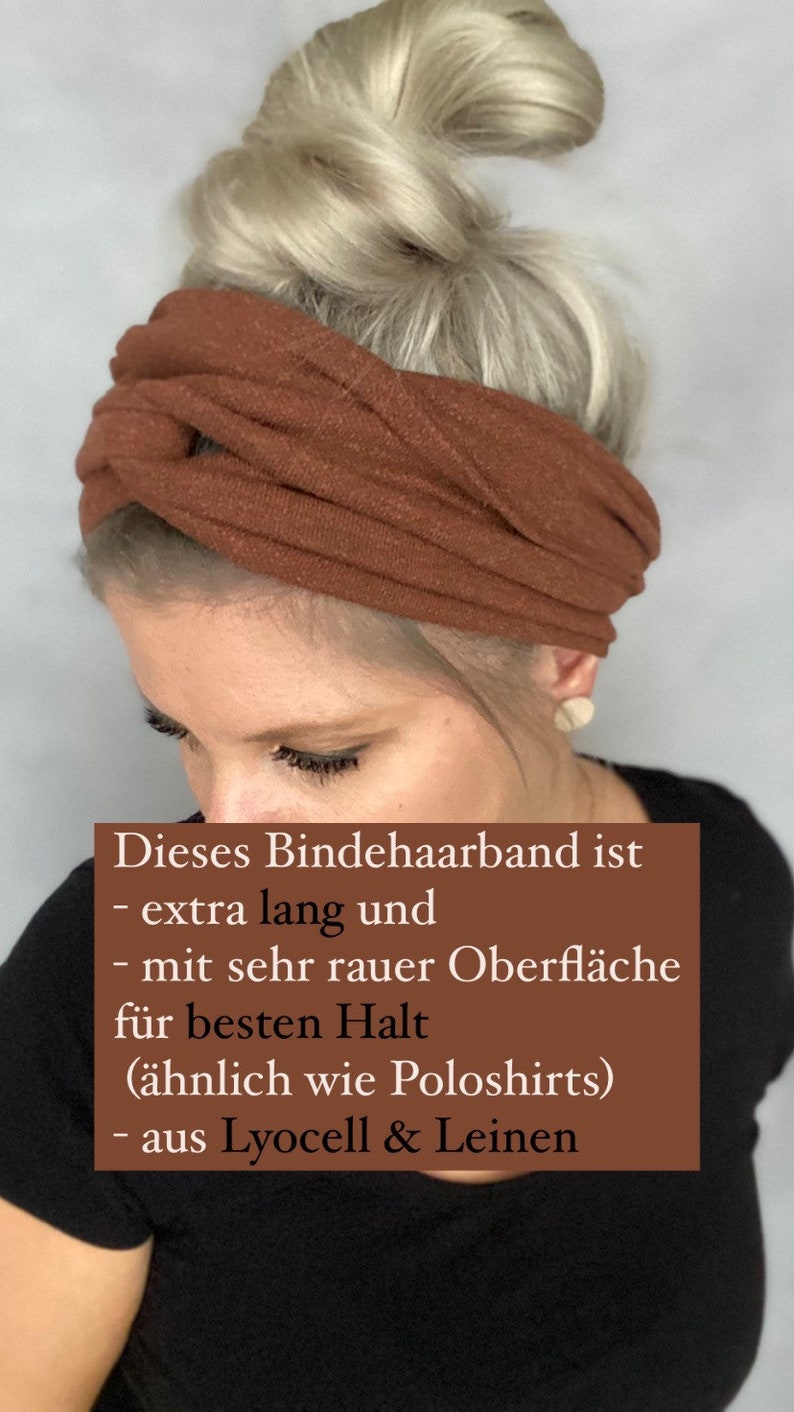 Haarband zum binden in dunkelblau aus Leinen und Lyocell extra lang in drei Breiten verschiedene Bindemöglichkeiten Bild 4