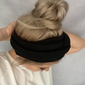 Hair band to tie in black made of linen and lyocell extra long in three widths different tying options image 6