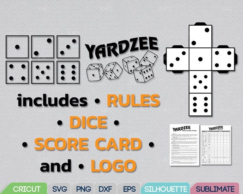Download Yardzee design Svg Family yard game Png Score Card Rules | Etsy