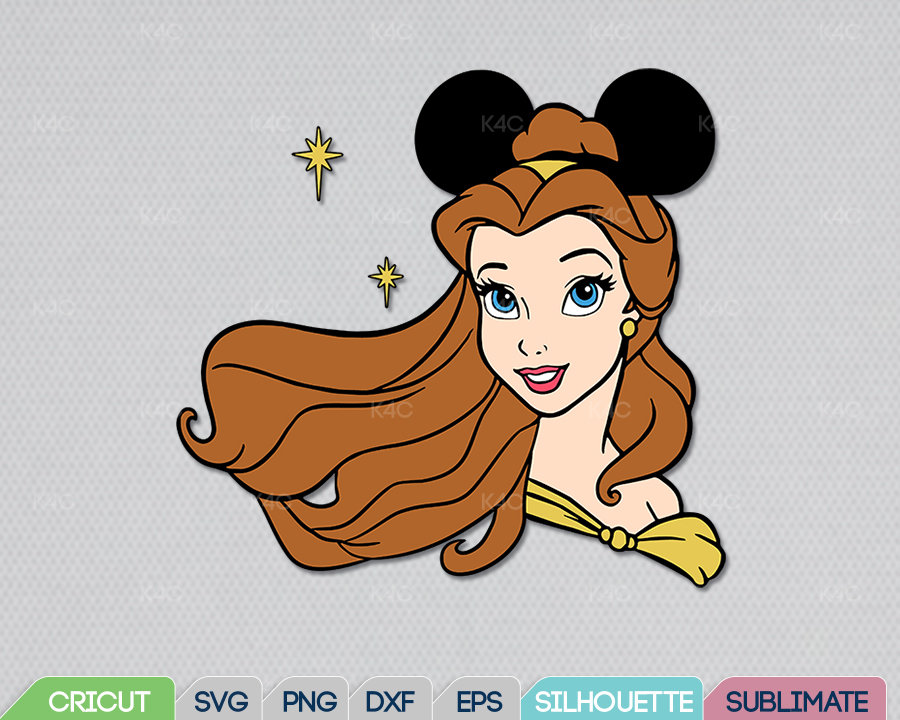 Belle with Mickey Mouse Ears Svg Beauty and the Beast ...