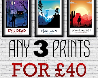 A3 POSTER OFFER - any three posters of your choice, Poster Art, Movie, Film, Video Game art, TV Art, Wall Art, gaming art