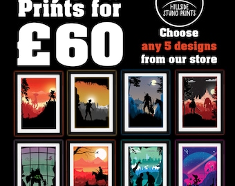 A3 POSTER OFFER - any five posters, Video Game Print, Poster Art, Movie, Film, Video Game art, TV Art, Wall Art, gaming art