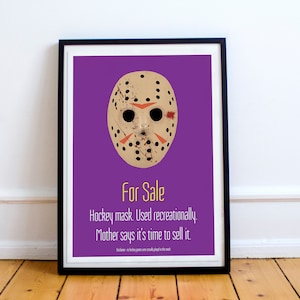 Horror film Art, Horror Poster, Jason Voorhees Poster, Friday the 13th, For Sale, Poster, Home Decor, Humour