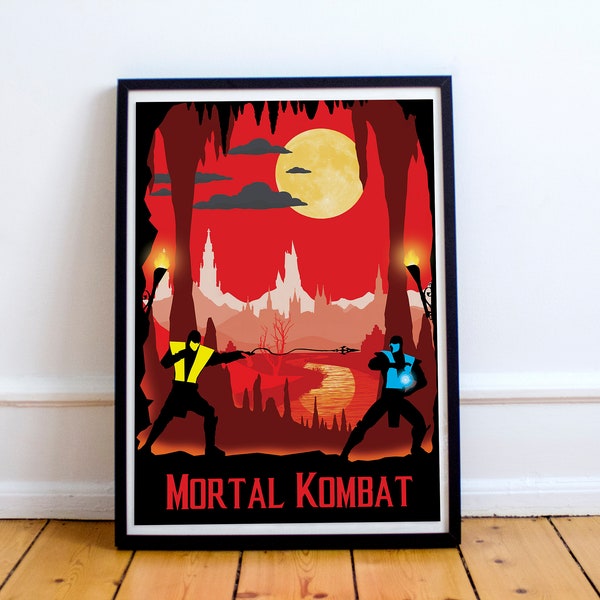 Mortal Kombat Game Art - Full Page, minimalistisch, Videospiel Poster, Gaming Druck, Wandkunst, Videospiele Kunst, Computer Game Art, Retro Druck
