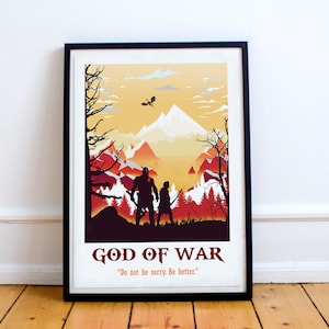 God of War Game Art, minimalist, poster, home decor, gaming print, wall art, video game art, computer game art