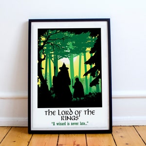 Pôster do Senhor dos Anéis, Pôster de Gandalf, Arte da fantasia, Pôster da floresta, Pôster da Terra Média, Arte do filme, Pôster do filme