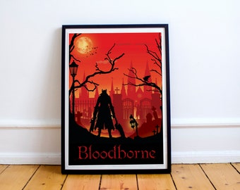 Bloodborne Game Art - Full Page, minimalist, Bloodborne poster, gaming print, gaming gift, video game art, computer game art, gamer gifts