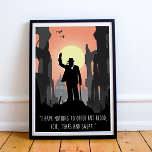 Winston Churchill art, inspirational quote, historical figure, home decor, England, WW2, World War Two print,