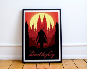 Devil May Cry Art work, DMC Poster, Devil May Cry Poster, Computer game art, video game print, geek art, Dante Poster