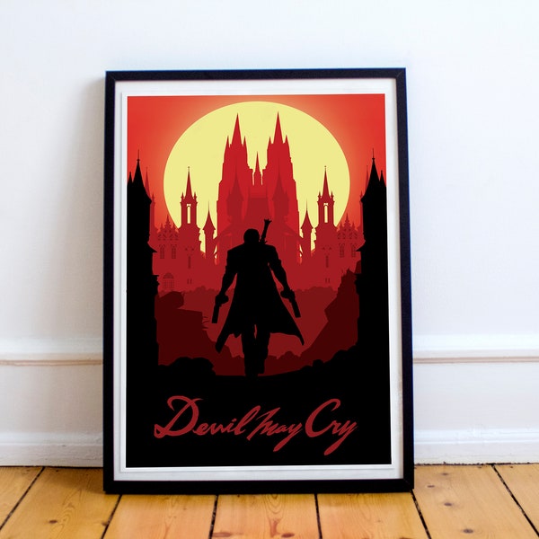 Devil May Cry Art work, DMC Poster, Devil May Cry Poster, Computer game art, video game print, geek art, Dante Poster