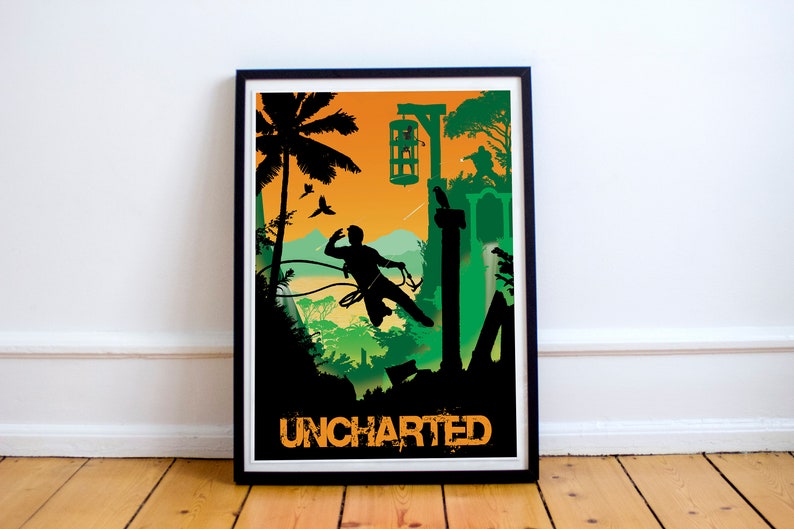 Uncharted Game Art - Full Page, gamer art, minimalist, poster, home decor, gaming print, wall art, video game art, computer game art 