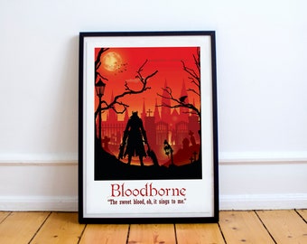 Bloodborne Game Art, minimalist, Bloodborne poster, gaming print, gaming gift, video game art, computer game art, gamer gifts