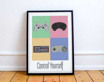 Controller Game Art, minimalist, posters, home decor, gaming print, wall art, video game art, computer game art, retro art