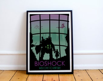 Bioshock Game Art, Full Page, minimalist, posters, home decor, gaming print, wall art, video game art, computer game art, gamer gifts