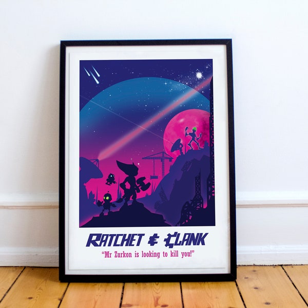 Ratchet and Clank Game Art, minimalist, video game poster, gamer gift, video game art, computer game art