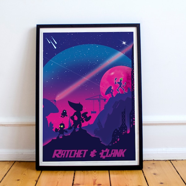 Ratchet and Clank Game Art - Full Page, minimalist, video game poster, gamer gift, video game print, computer game art, gamer print