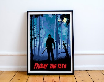 Friday the 13th Art - Full Page, horror movie art, horror film poster, scary movie artwork, minimalist, retro print, Halloween art