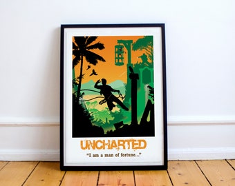 Uncharted Game Art, minimalist, poster, home decor, gaming print, wall art, video game art, computer game art