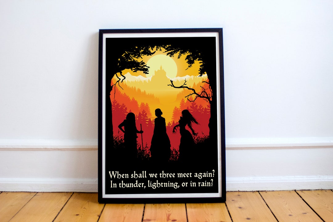Shakespeare Art, Macbeth Poster, Witch Art, Home Decor, Poetry Poster ...