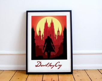 Devil May Cry Art work, DMC Poster, Devil May Cry Poster, Computer game art, video game poster, geek art, Dante Poster