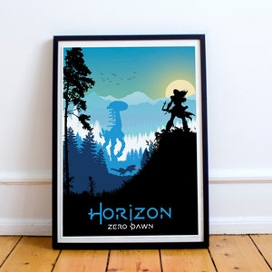 Horizon Game Art, Full Page, minimalist, video game print, home decor, gaming poster, wall art, computer game art, gamer gift, game artwork