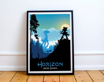 Art de jeu Horizon, pleine page, minimaliste, impression de jeu vidéo, décoration d'intérieur, affiche de jeu, art mural, art de jeu sur ordinateur, cadeau pour joueur, illustration de jeu