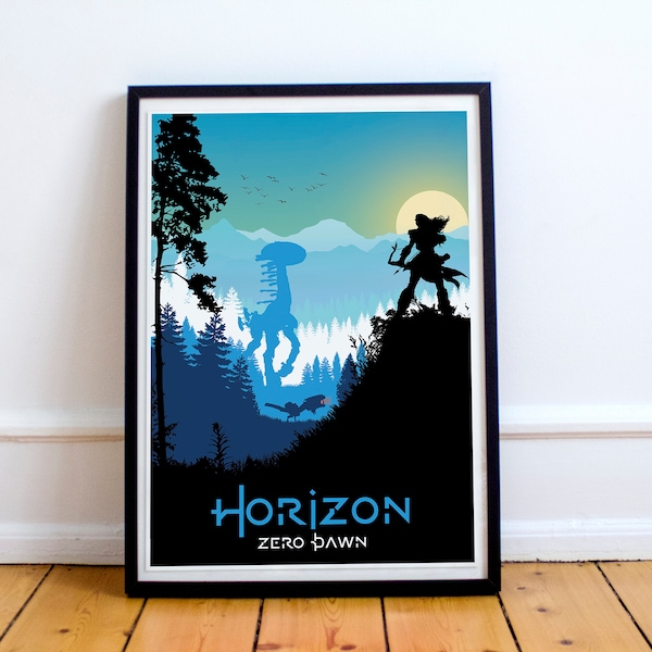 Horizon Game Art, página completa, minimalista, impresión de videojuegos, decoración del hogar, póster de juegos, arte de pared, arte de juegos de computadora, regalo de jugador, ilustraciones de juegos