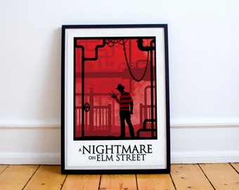 Nightmare on Elm Street Art, minimalist, horror film art, horror decor, film poster, wall art, film art, horror film, horror, Halloween