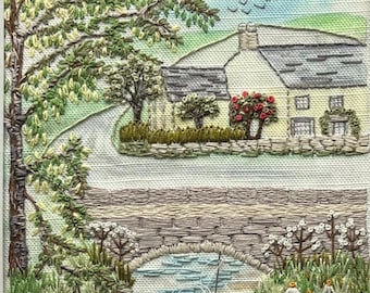 Summer Yorkshire Dales Embroidery Pattern: Pre-Printed  Landscape (Fabric Panel)