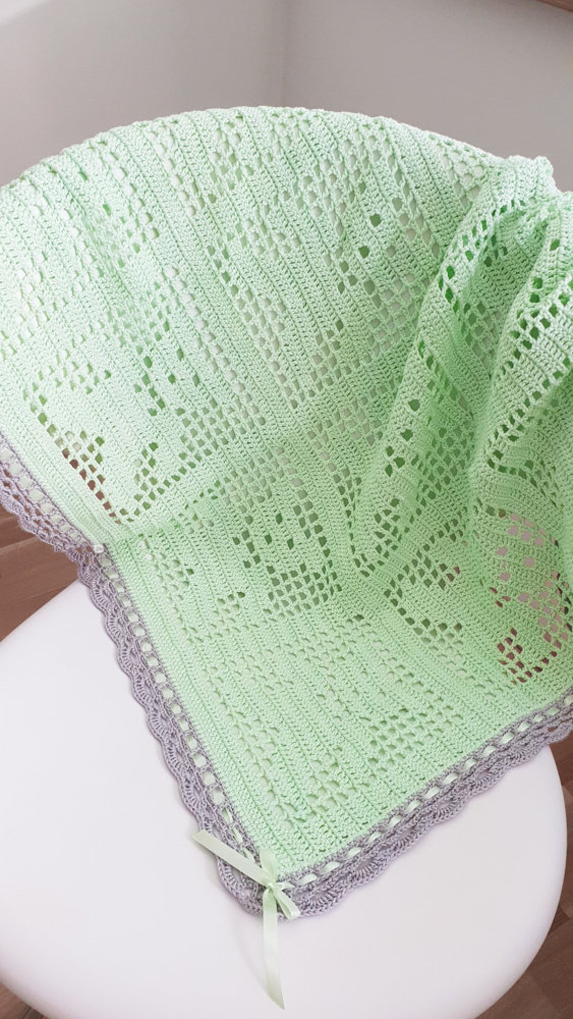 Mint green crochet baby blanket Etsy