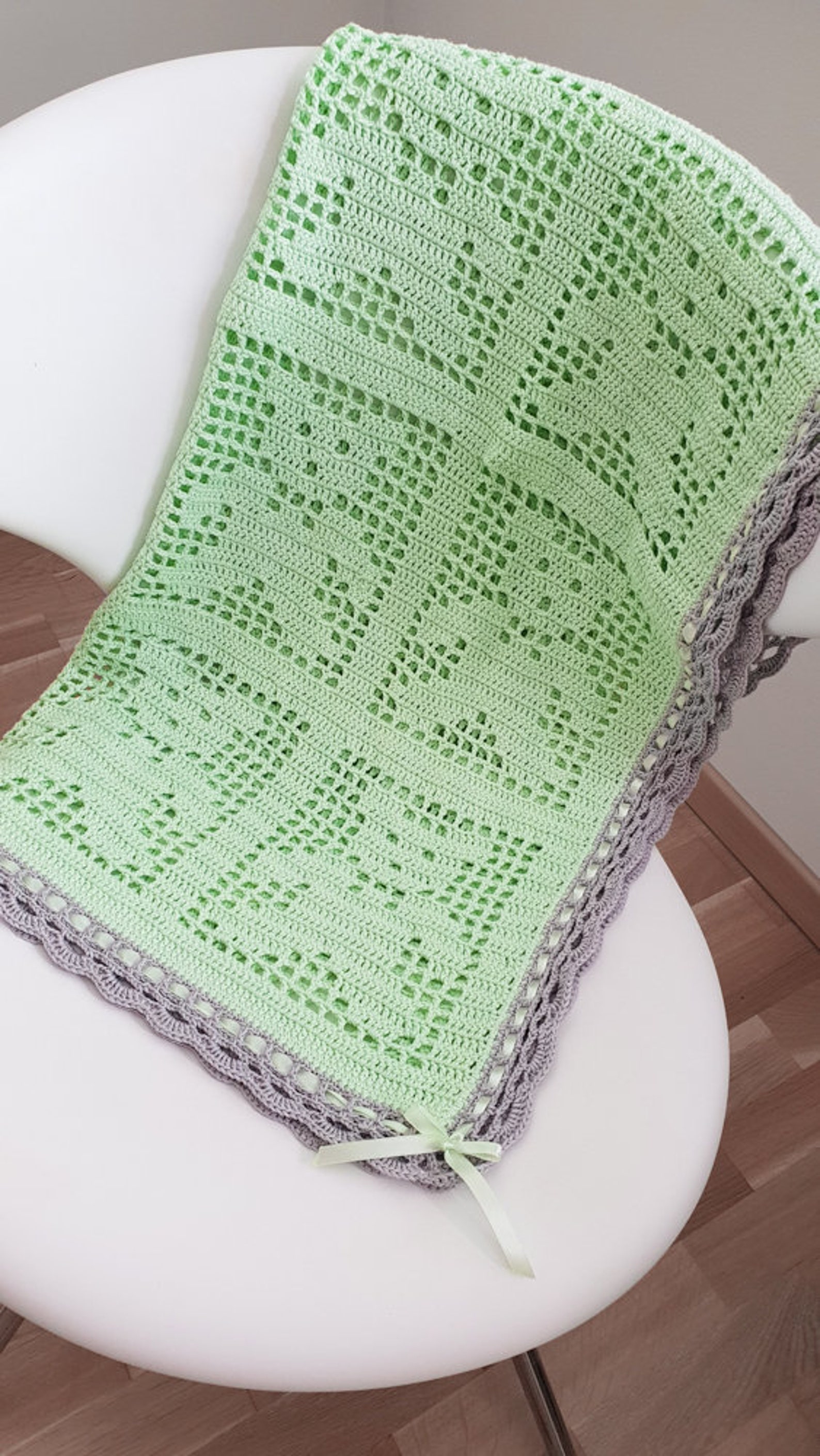 Mint green crochet baby blanket Etsy