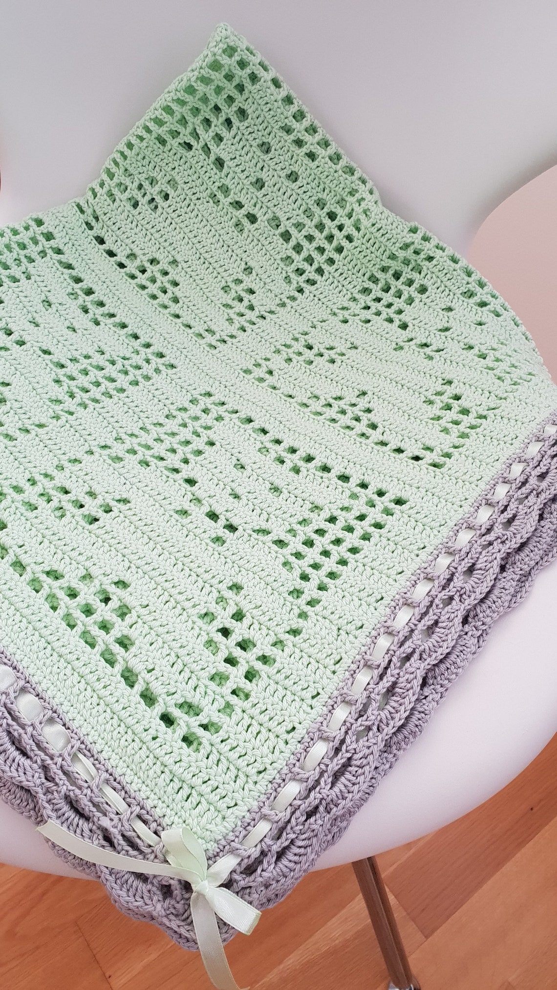 Mint green crochet baby blanket Etsy