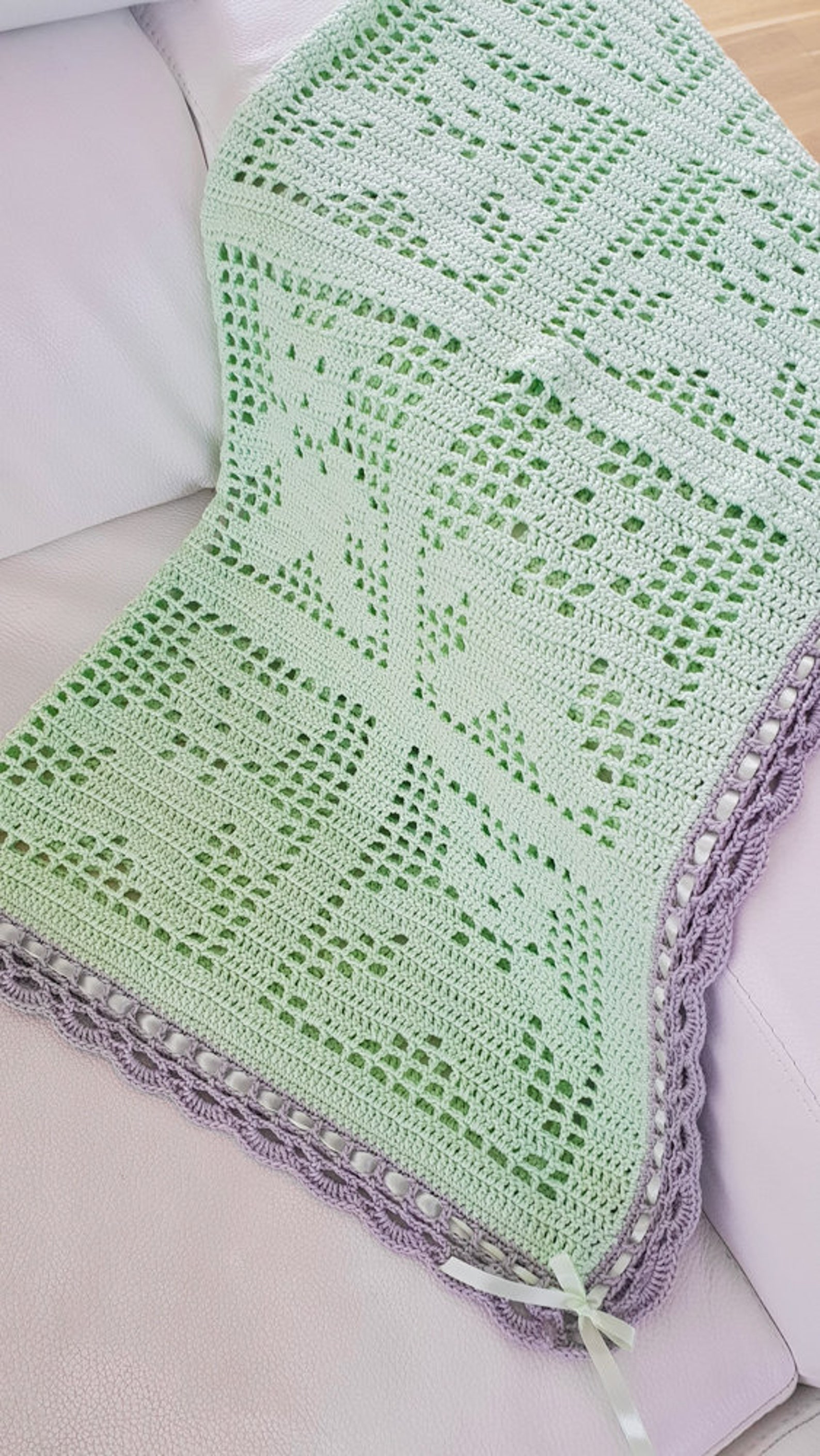 Mint green crochet baby blanket Etsy