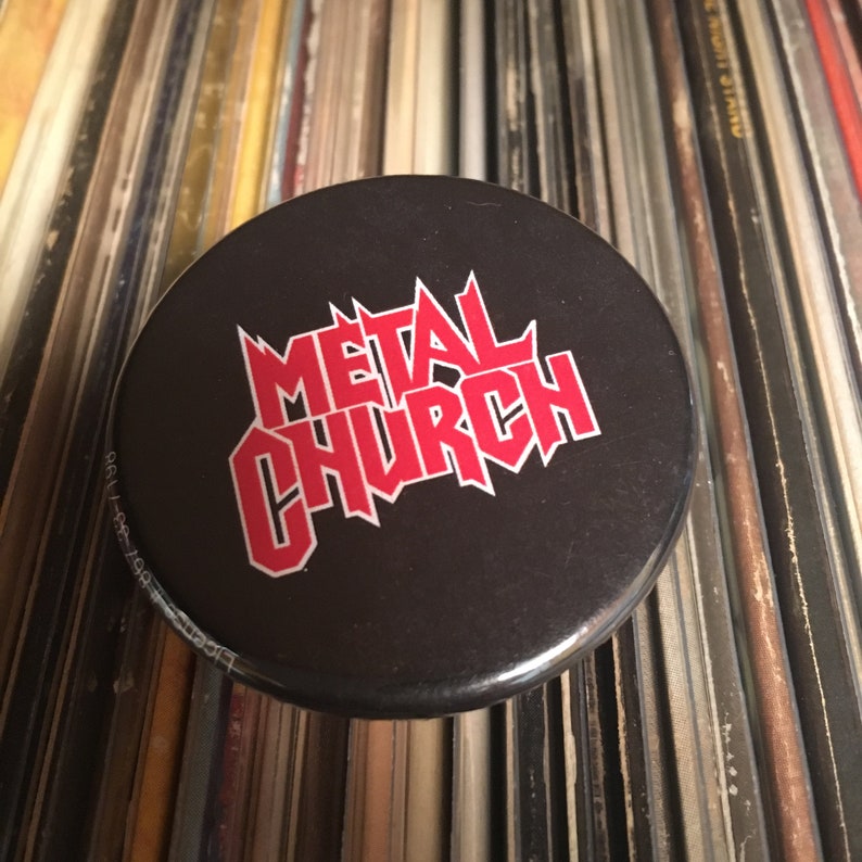 pinback button Vintage METAL CHURCH Button METAL