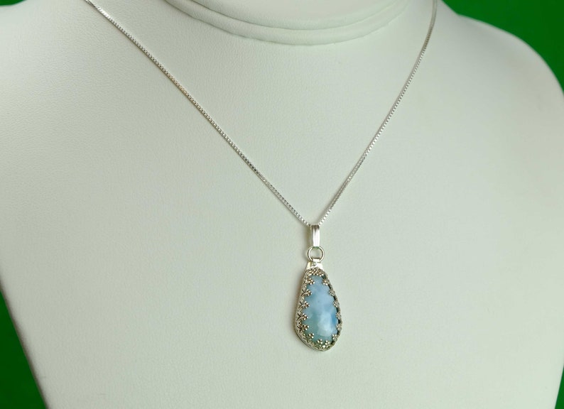 Feminine Larimar teardrop pendant