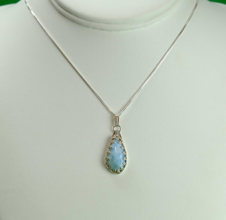 Feminine Larimar teardrop pendant