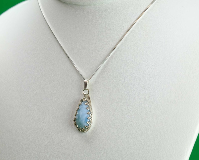 Feminine Larimar teardrop pendant