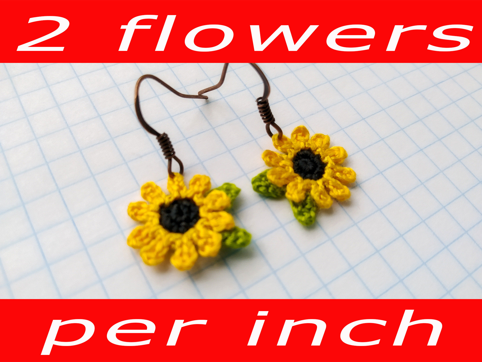Crochet Sunflower Minimalist Earrings Pattern Pattern for Etsy