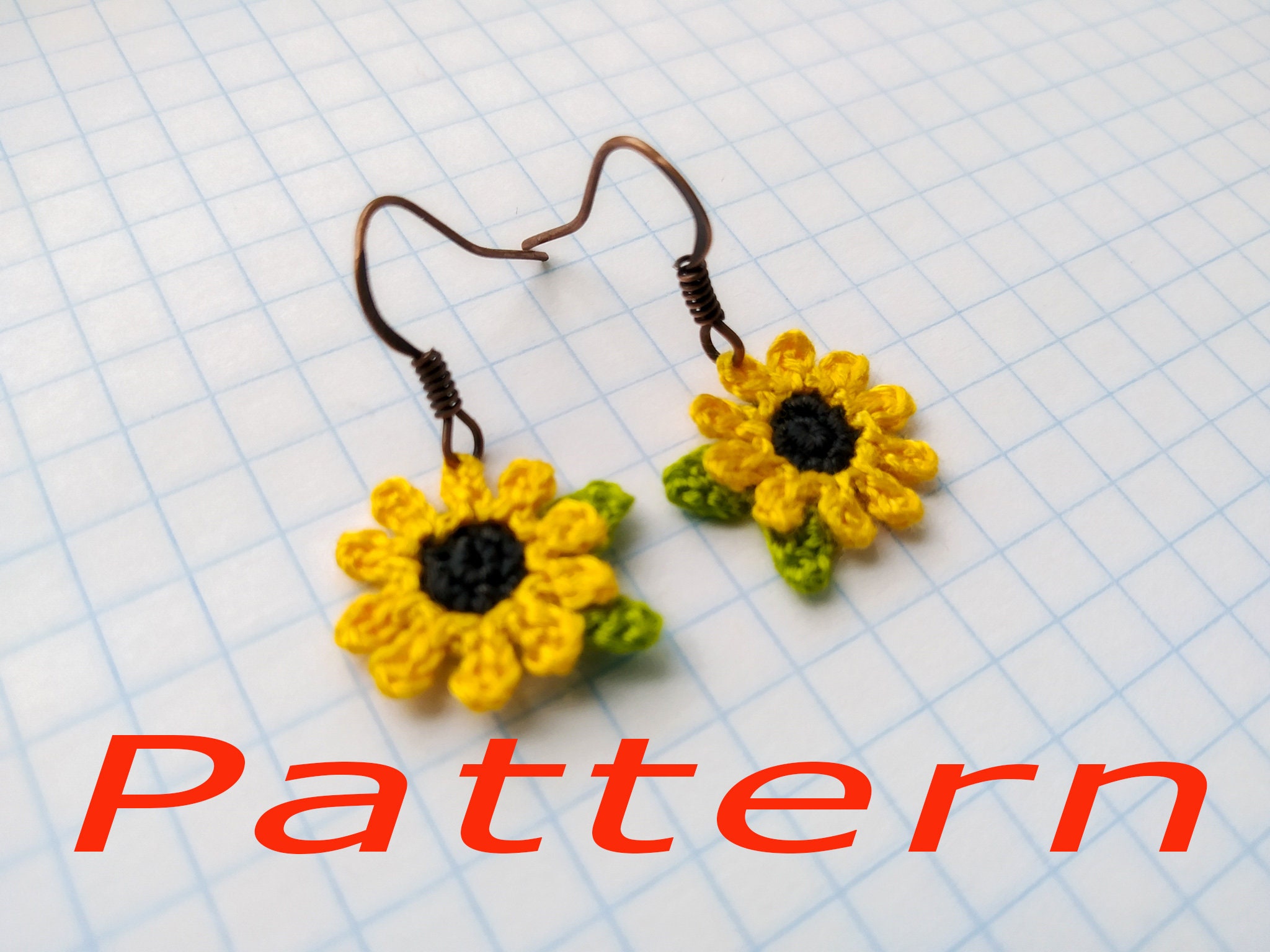 Crochet Sunflower Minimalist Earrings Pattern (Download Now) - Etsy