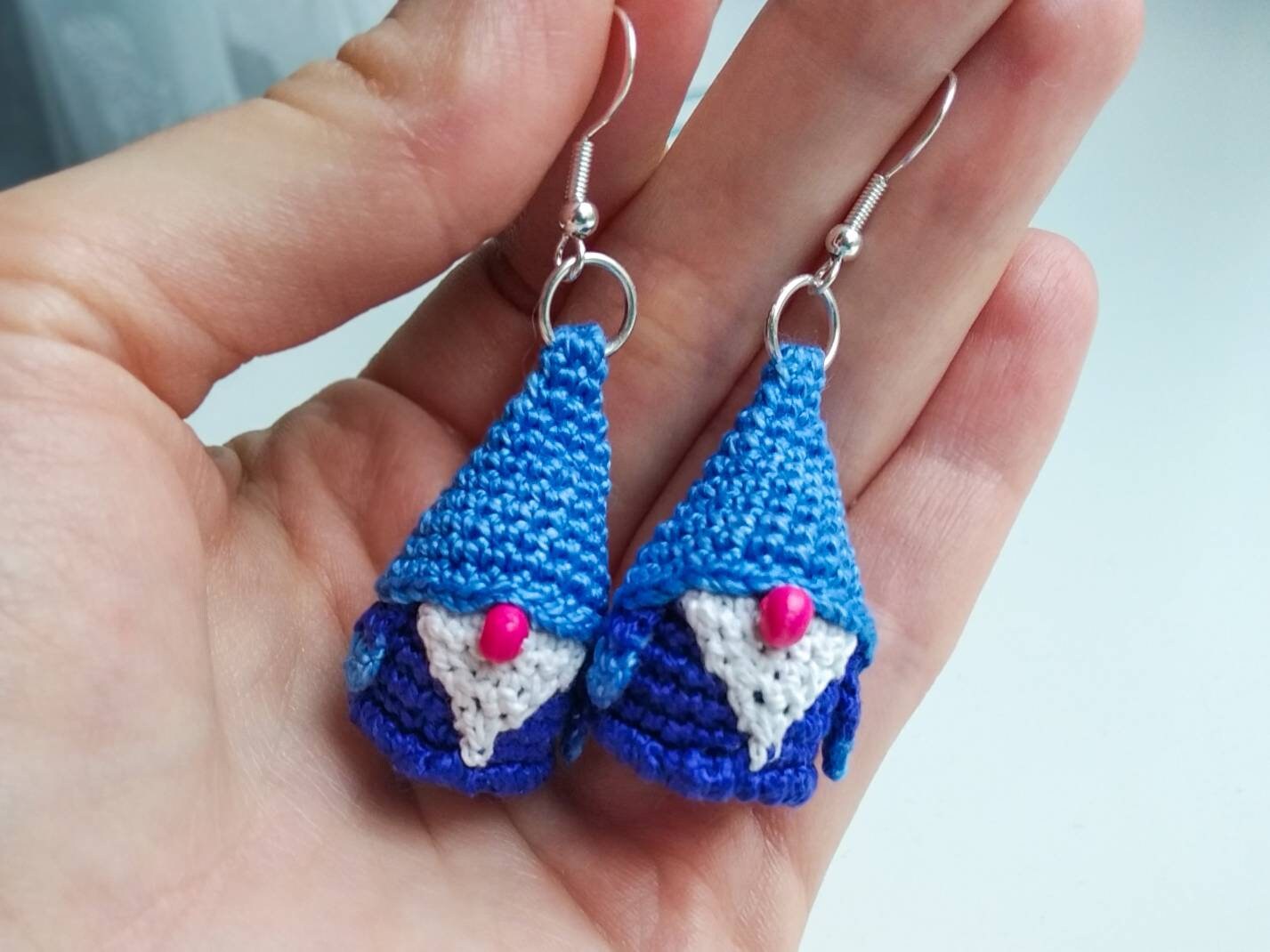 Miniature gnome earrings green gnomes earrings dangle Etsy