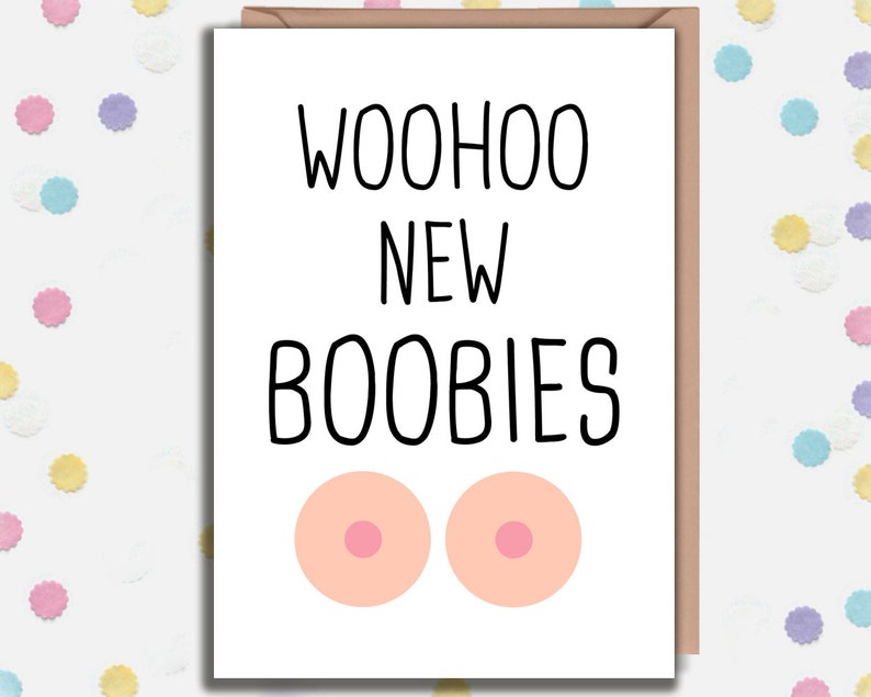 Surgery Card New Boobs WooHoo New Boobies Breast Reduction Breast Enlargement Funny Boob Job Card Breast Implants Get Well Soon A6