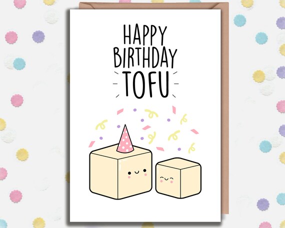 Carte D Anniversaire Vegetalien Tofu Joyeux Anniversaire Etsy