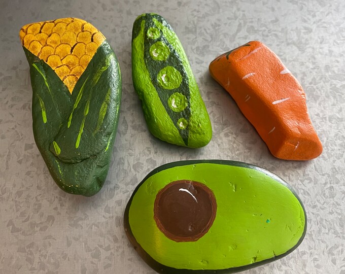 Vegitable Food Painted Rocks Outdoor Play/mud Kitchen - Etsy