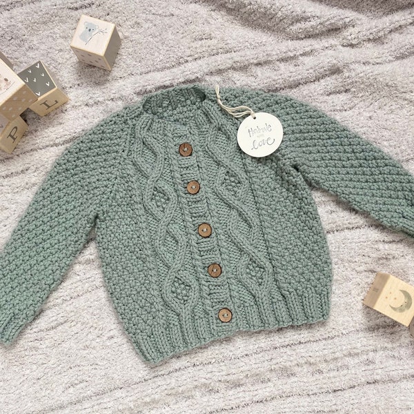 Aran cardigan, hand knit sweater for baby, Irish sweater, Irish baby cardigan