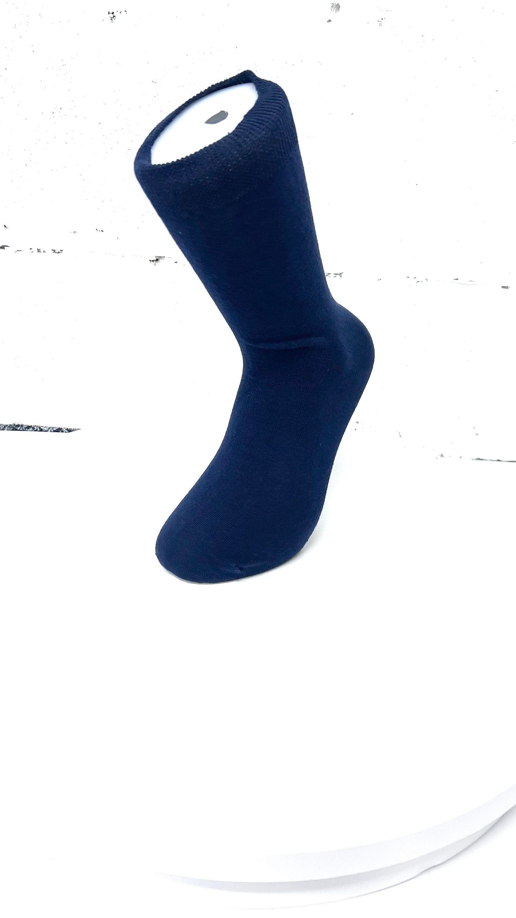 12 Pairs Plain Navy Blue Luxury Men Socks Uk 6-11 Shoe Size Loose Ankle ...