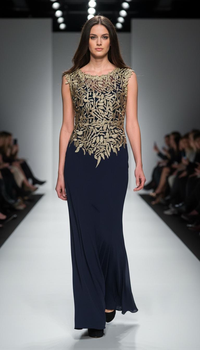 green emerald velvet dress HEYCHIC Leilani Navy Gold Tropical Beaded Flared Maxi Dress, AU 12