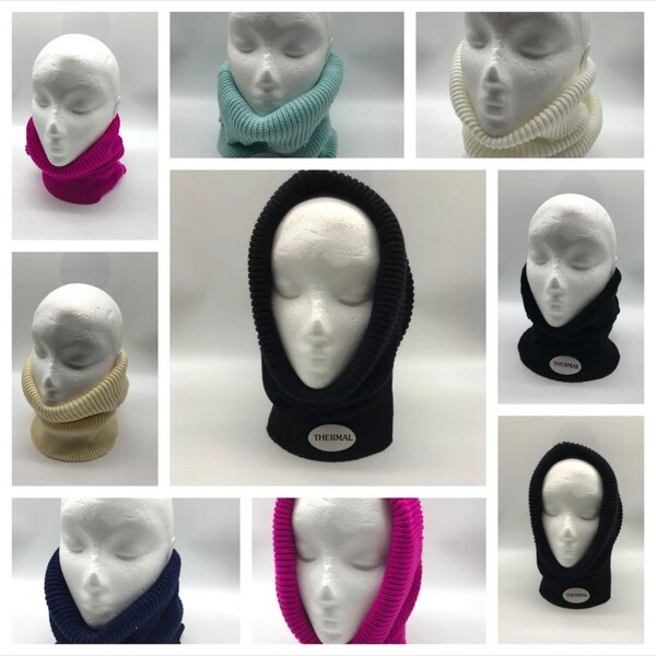 Winter warm woven thermal neck warmer snood unisex adults